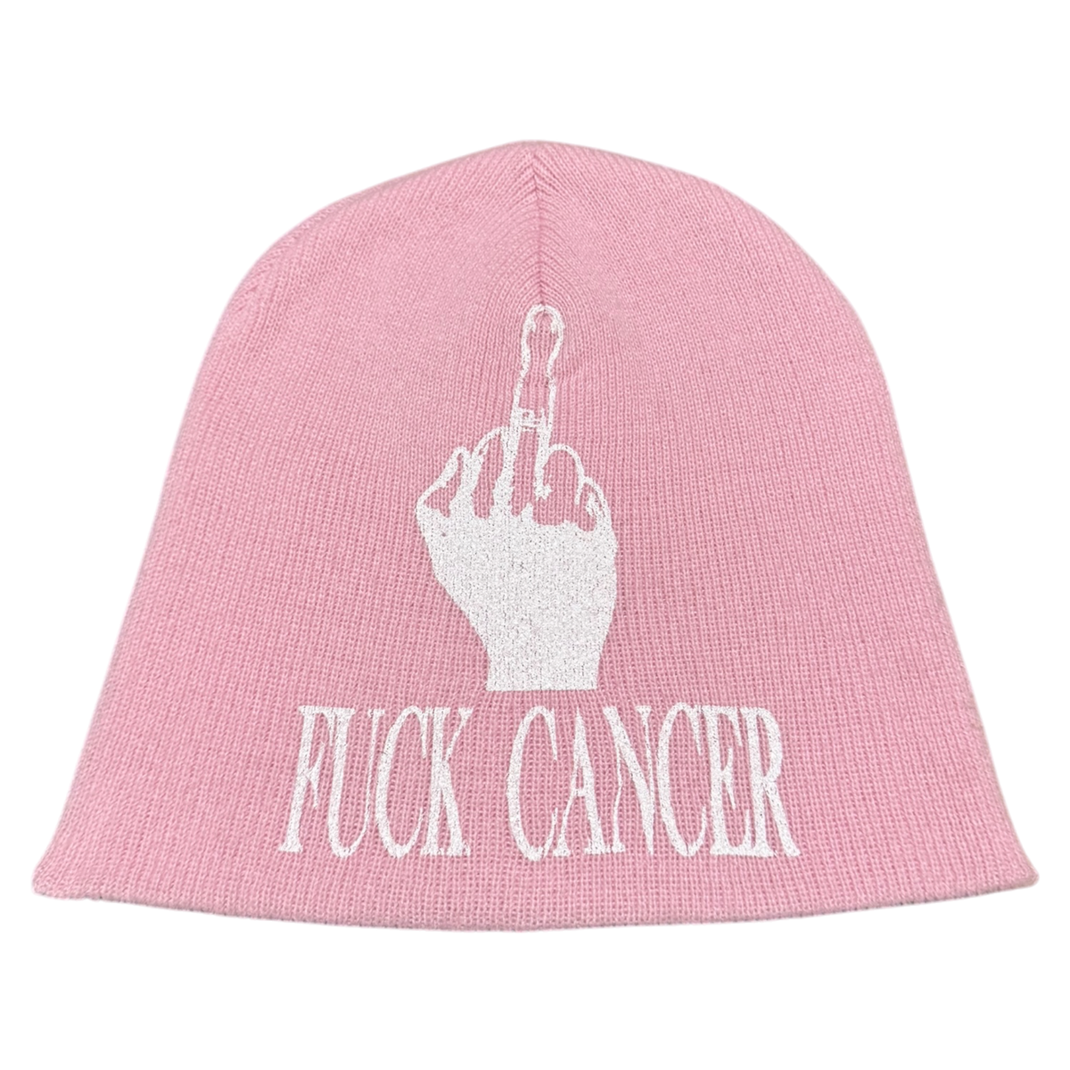 Fuck Cancer Beanie Pink White