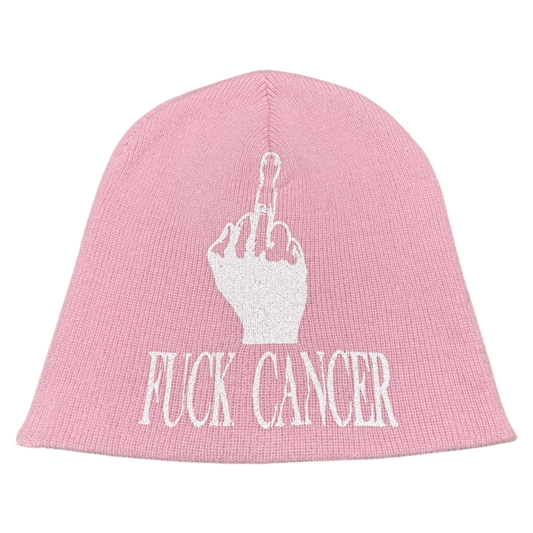 Fuck Cancer Beanie Pink White