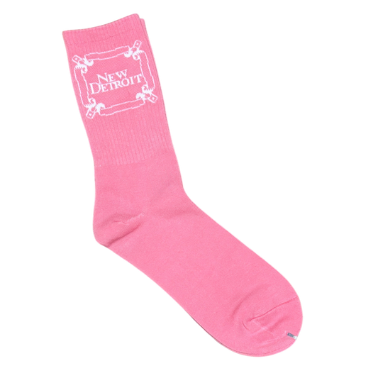 New Detroit Socks Pink White