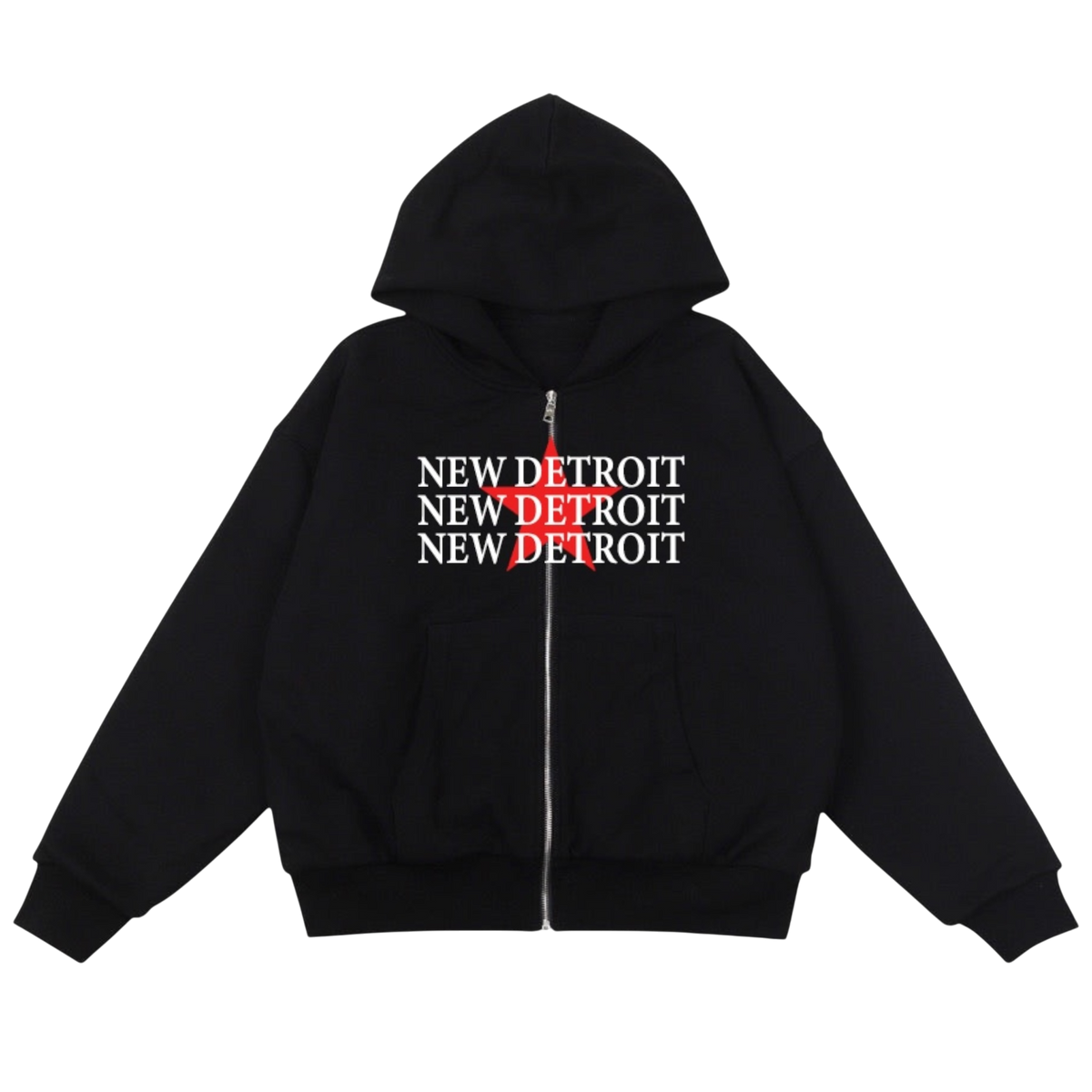 New Detroit Zip Up Hoodie Black