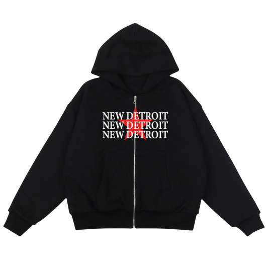 New Detroit Zip Up Hoodie Black